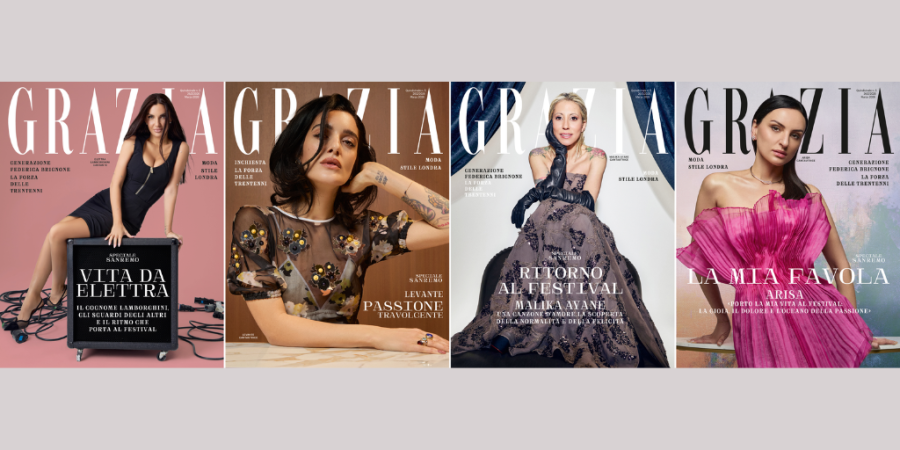 GRAZIA CELEBRA SANREMO 2026 CON QUATTRO COVER ESCLUSIVE DEDICATE A ELETTRA LAMBORGHINI, MALIKA AYANE, ARISA E LEVANTE